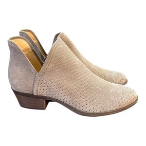 Lucky Brand Baley Ankle Bootie Women’s Size 7 M Gray Suede Leather Perforated